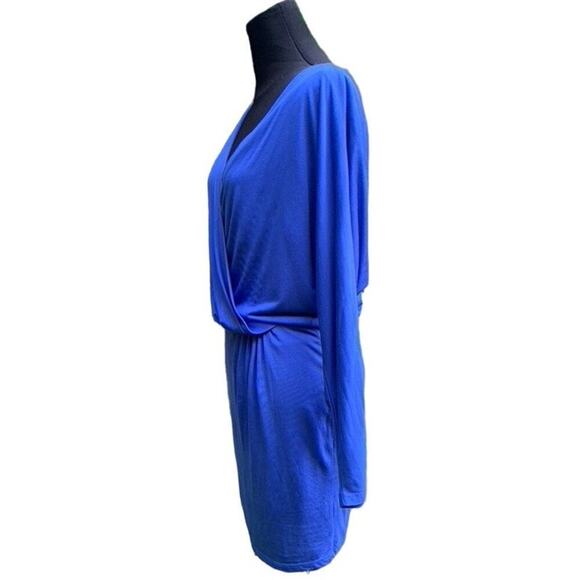 Sapphire Blue Haute Hippie Knit Jersey Knit Surplice Front Mini Dress Size XS - Picture 5 of 7